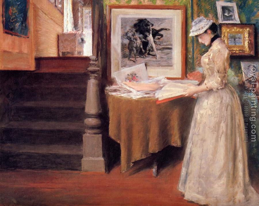 William Merritt Chase : Interior Young Woman at a Table